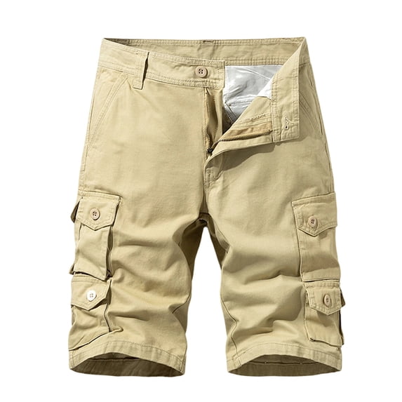 Homeyce Mens Cargo Shorts with Multi Pockets Elastic Waist Shorts Drawstring Ripstop Straight Leg Cargo Shorts Military Outdoor Breathable Hiking Fishing Joggers,Brown L