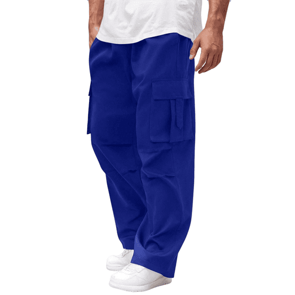 Homeyce Mens Cargo Work Pants Water Resistant Durable Ripstop Cargo Pants Elastic Waist Breathable Hiking Pants with Pockets Stretch Lightweight Work Pants,Royal Blue 3XL