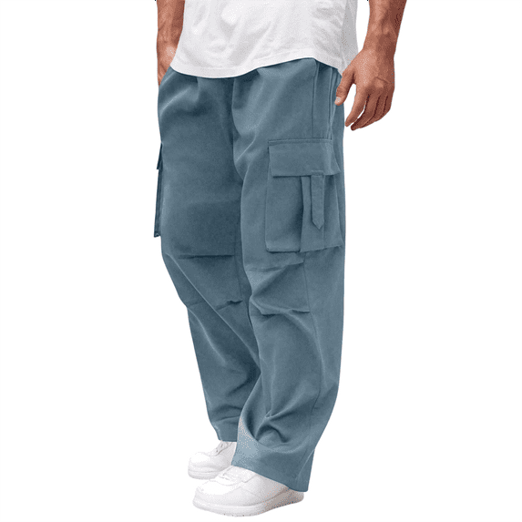 Homeyce Mens Cargo Work Pants Water Resistant Ripstop Cargo Pants Elastic Waist Breathable Construction Pants with Pockets Construction Carpenter Athletic Joggers,Blue 2XL