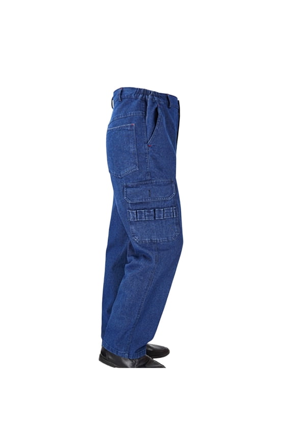 Mens Carpenter Jeans with Elastic Waist Straight Leg Pants with Pockets Relaxed Fit Men Easy Wear Perfect for Outdoor Denim Pants,Blue XL Style B