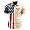 thumbnail image 1 of Homeyce Mens Casual Button Up Shirts American Flag Printed Short Sleeve 4th Of July Shirts 250 Years Of Freedom 1776-2026 Patriotic Tops for Memorial Day Independence Day Outfits,Beige XL, 1 of 4