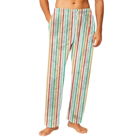 Homeyce Mens Christmas Pajama Pants Flannel Fleece Striped Pajama Pants Soft Cotton Comfy Warm Sleep Pants with Pockets Drawstring Loungewear,Green 3XL