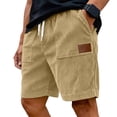 thumbnail image 1 of Homeyce Mens Corduroy Shorts Drawstring Elastic Waist with Pockets Lounge Short Summer Beach Casual Beach Bermuda Short Corduroy Straight-Leg Resort Wear,Brown L, 1 of 5