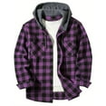 thumbnail image 1 of Homeyce Mens Flannel Hooded Shirt Long Sleeve Plaid Shirts Button Down Hooded Shirt Jacket Casual Fashion Lightweight Shirts with Pocket,Purple XL, 1 of 4