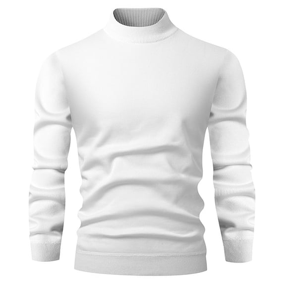 Homeyce Mens Half Turtleneck Long Sleeve Shirts Long Sleeve Half Neck Shirts Casual Basic Stretch Slim Fit Undershirt Lightweight Turtle Neck Thermal Pullover Sweater,White L