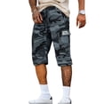 thumbnail image 1 of Homeyce Mens Long Cargo Shorts Elastic Waist Long Blew Knee Capri Shorts with Multi-Pockets Below Knee Cargo Short Pants Outdoor Work Relaxed Fit Short Pants,Gray 2XL, 1 of 4