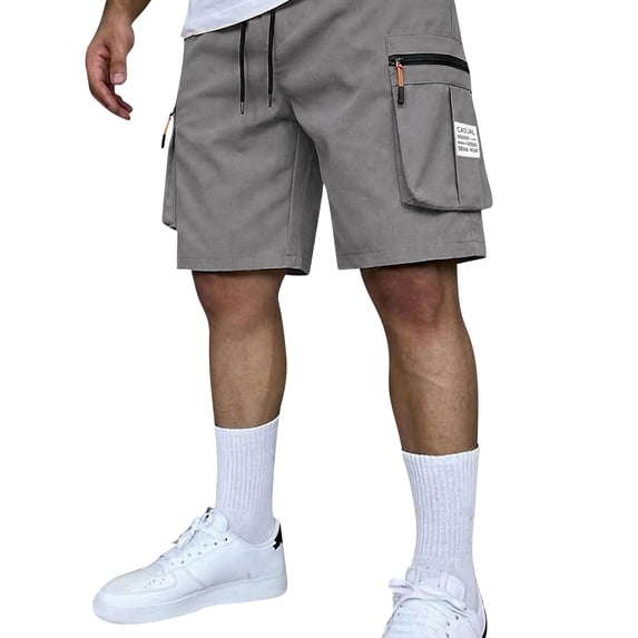 Homeyce Mens Military Cargo Shorts Multi-Pocket Elastic Waist Shorts Drawstring Ripstop Straight Leg Camo Cargo Shorts Relaxed Fit Hiking Casual Classic Travel Bermuda Shorts,Gray M