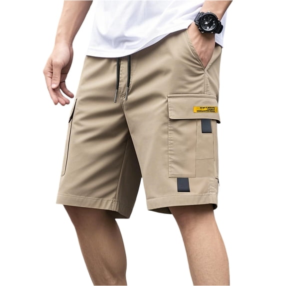 Homeyce Mens Military Cargo Shorts Multi-Pocket Elastic Waistband Short Drawstring Ripstop Straight Leg Cargo Shorts Stretch Military Work Casual Lightweight Beach Shorts,Brown L