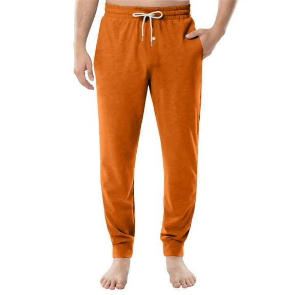 Homeyce Mens Pajama Pants Comfy Lightweight Solid Color Pajamas Drawstring with Pockets Pj Pants Baggy Relaxed Fit Elastic Waist with Button Fly Lounge Bottoms,Red M