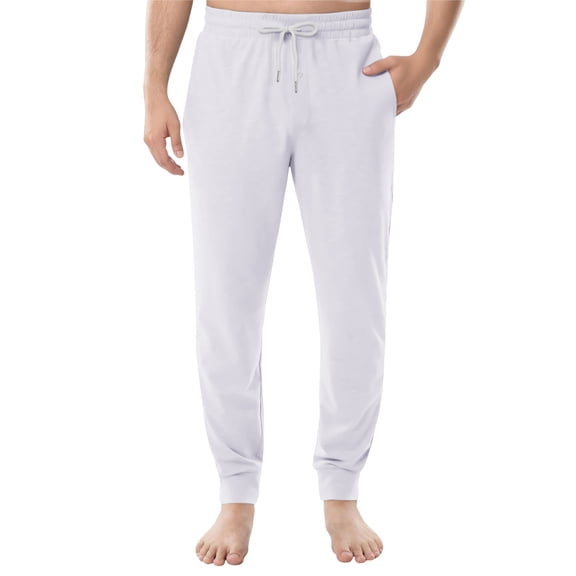 Homeyce Mens Pajamas Pants Lightweight Breathable Solid Color Pajama Pants Drawstring with Pockets Lounge Pants Soft Loose Fit Elastic Waist Button Fly Pj Bottoms,White 2XL