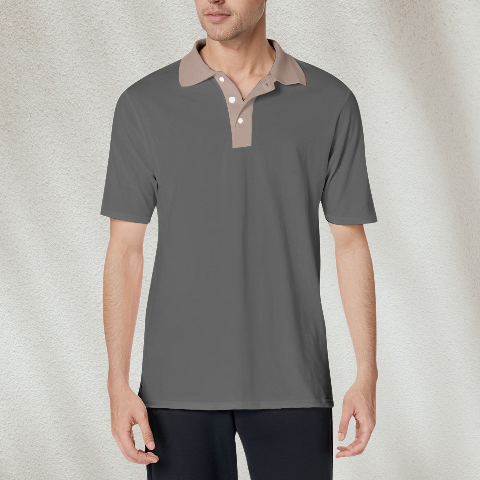 TrendAura Grey Cotton Polo Shirt For Men With Buttoned Pockets Lightweight Spring Casual Top