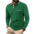 thumbnail image 1 of Homeyce Mens Polo Shirts Contrast Collared Long Sleeve Shirts Button Down Casual Basic Lightweight Polo Sweatshirt Solid Color Golf Shirts,Green M, 1 of 3