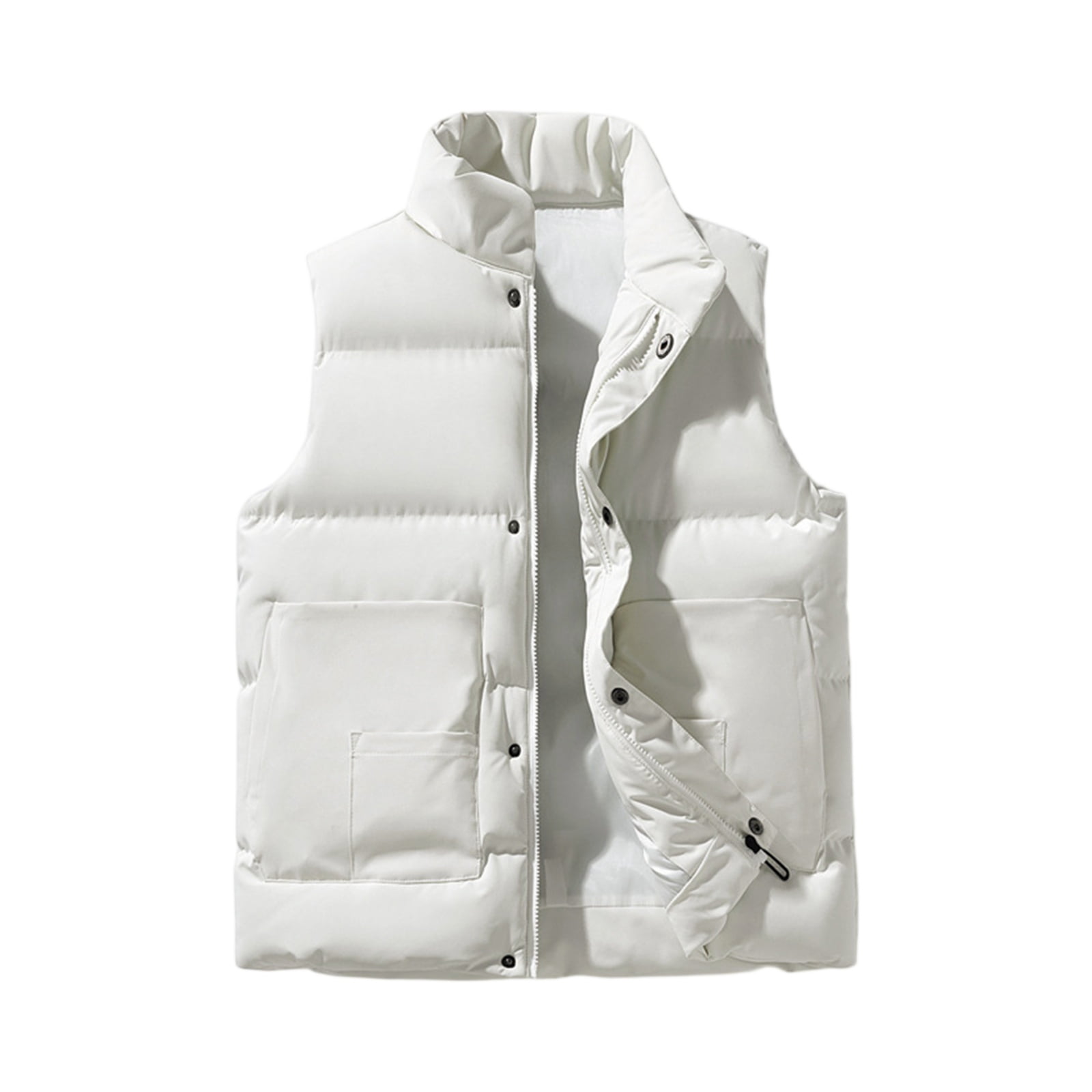 Homeyce Mens Puffer Vest Quilted Sleeveless Vests Stand Collar Solid Jackets Packable Casual Winter Zipper Outerwear for Hiking Golf Outdoor,Beige 3XL