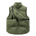 thumbnail image 1 of Homeyce Mens Puffer Vest Stand Collar Quilted Outerwear Vest Zipper Sleeveless Corduroy Jackets with Pockets Packable Casual Winter Streetwear for Hiking Golf Outdoor,Green XL, 1 of 6