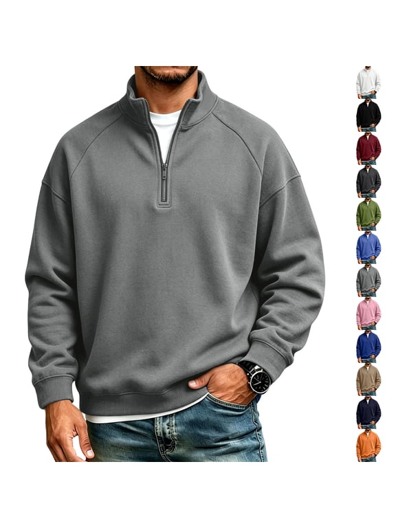 Mens Quarter Zip Pullover Casual Quilt Sweater Fleece Lined 1/4 Zip Drop Shoulder Relaxed Fit Ribbed Cuffs and Hem Long Sleeve Business Casual Fall Winter Fashion,Blue 2XL
