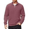 thumbnail image 1 of Homeyce Mens Quarter Zip Pullover Mock Neck Long Sleeve Sweatshirts with Pocket 1/4 Zip Pullover Sweater Casual Lightweight Polo Shirt,Pink M, 1 of 7