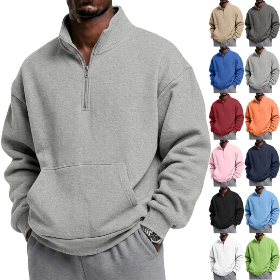 Homeyce Mens Quarter Zip Pullover Wrinkle Free 1/4 Sweatshirt 2026 Fall Fashion Long Sleeve Lightweight Collar Golf Pullover and Sweater with Pocket,Green M