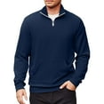 thumbnail image 1 of Homeyce Mens Quarter Zip Sweatshirts Stand Collar Long Sleeve Sweatshirt Lightweight Casual Active Pullover 1/4 Zip Solid Color Fall Sweatshirt with Pocket,Dark Blue L, 1 of 7