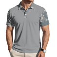 thumbnail image 1 of Homeyce Mens Short Sleeve Polo Shirts Button Collar Polo Shirts Classic Casual Lightweight Polo Tee Solid Color Short Sleeve Golf Shirt,Gray XL, 1 of 5