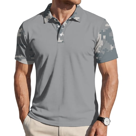 Homeyce Mens Short Sleeve Polo Shirts Button Collar Polo Shirts Classic Casual Lightweight Polo Tee Solid Color Short Sleeve Golf Shirt,Gray XL