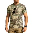 thumbnail image 1 of Homeyce Mens Short Sleeve Tee Shirts Camouflage Button Shirts Casual Slim Fit Lightweight Fashion Crew Neck T-Shirts Big and Tall Tee Shirts,Brown L, 1 of 5