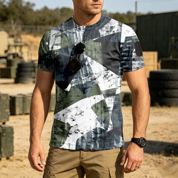 Homeyce Mens Short Sleeve Tee Shirts Camouflage Graphic Camo Shirt Lightweight Slim Fit Crew Neck T-Shirts Big and Tall Top Shirts,Blue 3XL