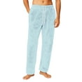 thumbnail image 1 of Homeyce Mens Tall Pajama Pants Flannel Fleece Solid Color Sleepwear Fluffy Soft Warm Relaxed Fit Sleepwear Elastic Waist Stretchy Drawstring Pajama Bottoms with Pockets,Blue 3XL, 1 of 7