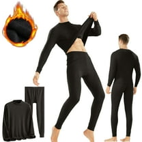 Homeyce Mens Thermal Underwear Set with Soft Fleece Lined Long Johns Warm Top and Bottom Set Fleece Lined Thermal Set Base Layer for Winter Cold Weather Ski,Black L