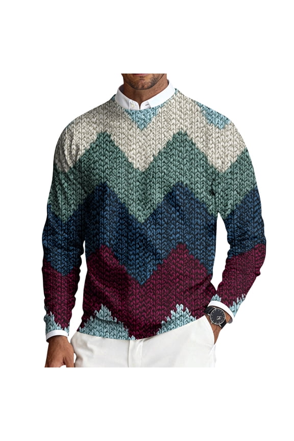 Mens Ugly Christmas Sweater Pullover Soft Knitted Crew Neck Sweaters Long Sleeve Christmas Pattern Funny Pullover Matching Ugly Xmas Casual 2025 Novelty Holiday Pullover,Red 4XL