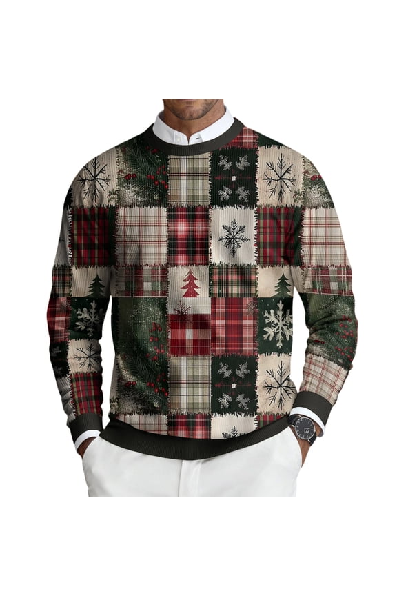 Mens Ugly Christmas Sweater Soft Knitted Crewneck Ribbed Sweaters Long Sleeve Christmas Pattern Pullover Colorful and Funny Casual Loose Fit Ugly Xmas Pullover Tops,Gray XL