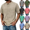 thumbnail image 1 of Homeyce Mens Vintage Western Button Down Shirts Distressed Cowboy Shirt Solid Color Trendy Shirt Jackets,Black 3XL, 1 of 6