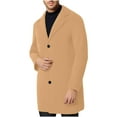 thumbnail image 1 of Homeyce Mid Long Trench Coat for Men Wool Blend Single/Double Breasted Overcoat Lapel with Pockets Trench Coat Winter Trench Classic Warm Soft Mid Long Jacket Overcoat,Brown L, 1 of 5