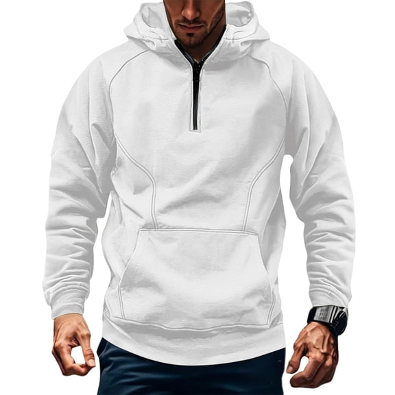 Homeyce Military Hoodies Pullover Men Quarter Zip Up Hoodie Long Sleeve Workout Gym Military Hooded Sweatshirt with Pockets Drop Shoulder Pullover Hoodies Streetwear,White 5XL