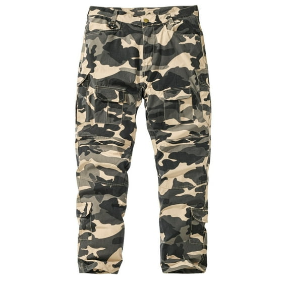 Homeyce Military Work Pants for Men Ripstop Elastic Waist Camo Cargo Pants Breathable Waterproof Construction Pants Work Outdoor Quick Dry Pants Multi Pockets,Khaki M