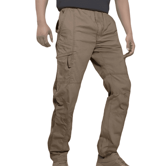 Homeyce Military Work Pants for Men Ripstop Elastic Waist Pants Breathable Waterproof Construction Carpenter Cargo Pants Relaxed Fit Stretch Quick Dry Athletic Joggers with Multi Pockets,Khaki XL