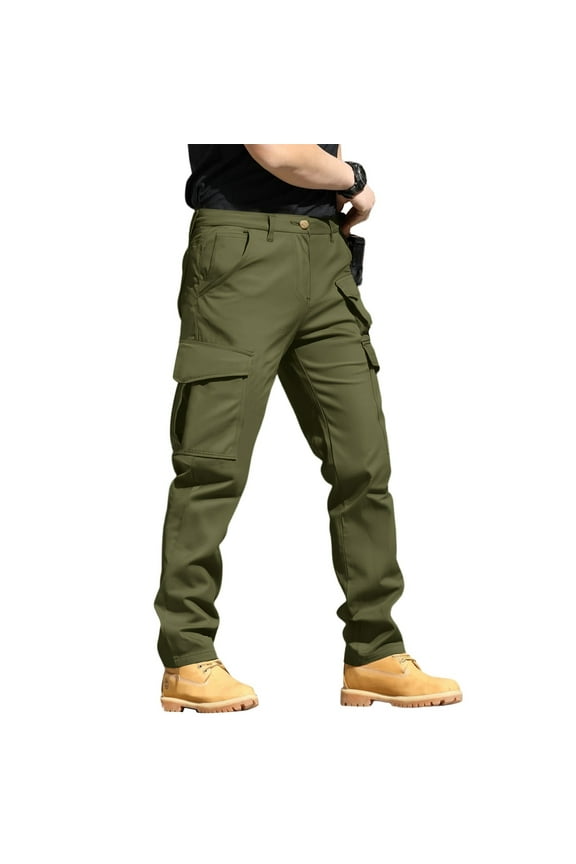 Military Work Pants for Men Water Resistant Durable Ripstop Military Pants Elastic Waist Breathable Hiking Pants Multi Pockets Work Outdoor Pants Not Belt,Deep Green S