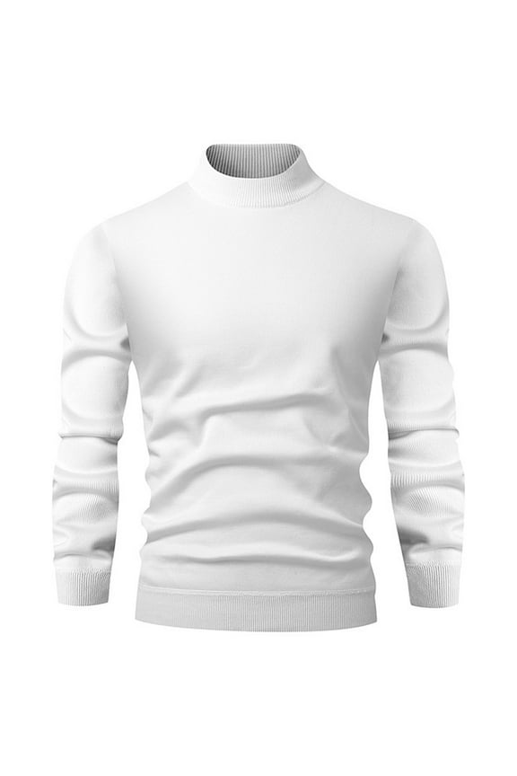 Mock Turtleneck Long Sleeve Shirts for Men Long Sleeve Half Neck Shirts Casual Basic Stretch Slim Fit Undershirt Lightweight Turtle Neck Thermal Undershirt,White L