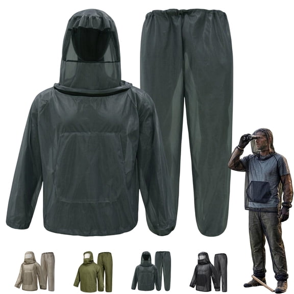 Homeyce Mosquito Jacket Bug Jacket with Hood for Men Women Mosquito Net Suits for Fishing Outdoor Protection,Gray S