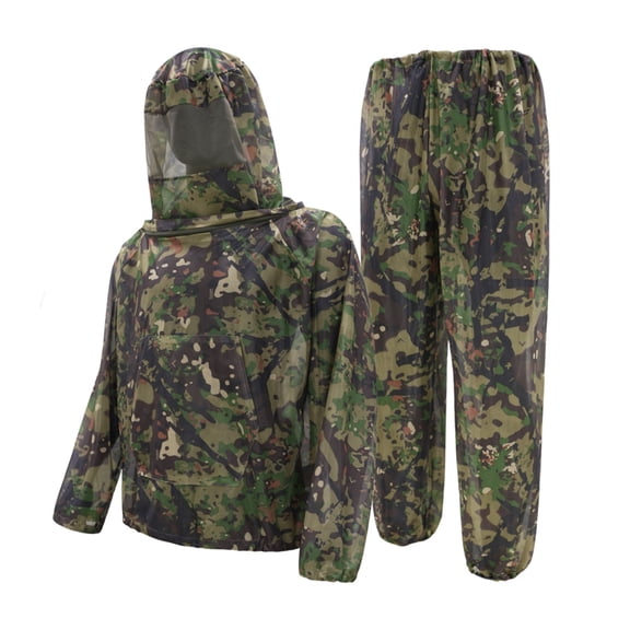 Homeyce Mosquito Net Suit Camo Hunting Mesh Suit Bug Net Clothing with Hood for Outdoor Protection No-See-Ums Garden Camping,Blue L