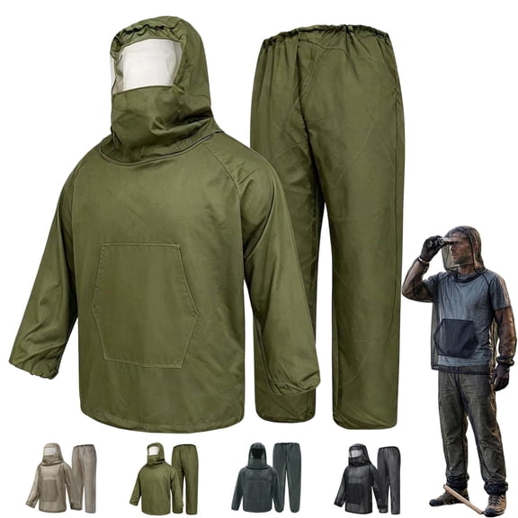 Homeyce Mosquito Net Suit Mesh Hooded Suits Body Protection Fishing Suit Suit for Hunting Fishing Outdoor,Green S