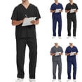 thumbnail image 1 of Homeyce Nursing Medical Uniform Scrub Set for Men V-Neck Top with Pockets and Elastic Waist Joggers,Black M, 1 of 6