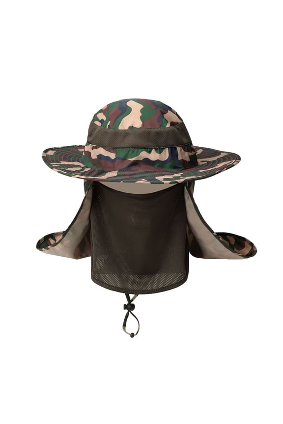 Outdoor UV Sun Protection Wide Brim Fishing Cap with Removable Flap with Detachable Face Mask Neck Flap Wide Brim Fishing Hat Bucket Hat Sun Hats for Men Women,Light Gray