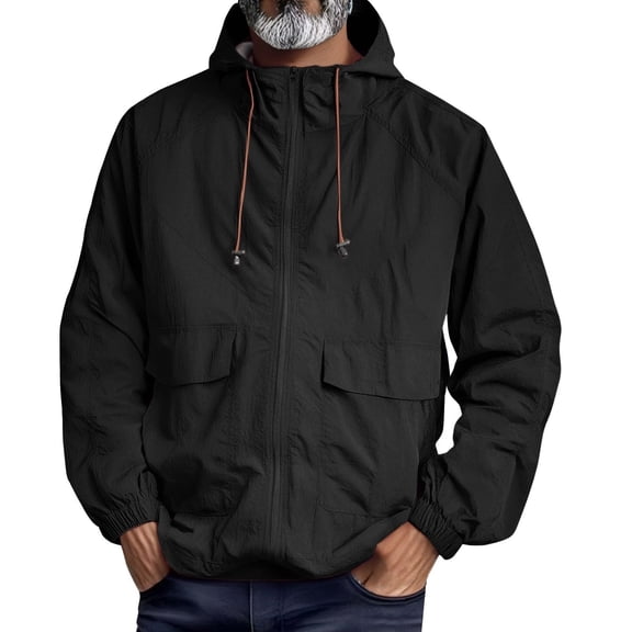 Homeyce Outdoor Waterproof Soft Shell for Men Windbreaker Zip Up Rain Shell Jacket with Hood Hunting Winter Outdoor Lightweight Rain Coat with Pockets Long Sleeve Outdoor Hoodies for Hiking,Black S