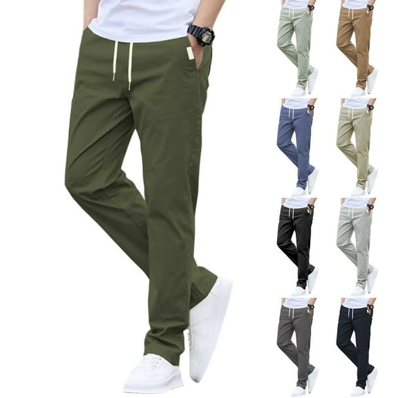 Homeyce Pants Men Quick Dry Elastic Waist Pant Ultra Stretch Breathable Trousers with Pockets Drawstring Pants for Men's,Gray M