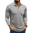 thumbnail image 1 of Homeyce Polo Shirts for Men Collar Long Sleeve Shirts Button Down Solid Color Polo Tee Fashionable Business Athletic Casual Golf Shirt,Light Gray M, 1 of 3