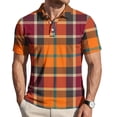 thumbnail image 1 of Homeyce Polo Shirts for Men Collar Short Sleeve Polo Shirts Button Down Plaid Polo Sweater Casual Basic Lightweight Golf T Shirt,Brown M, 1 of 5