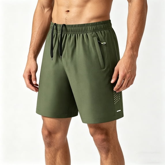 Homeyce Running Shorts for Men Quick Dry Elastic Waist Shorts Gym Athletic Workout Lightweight Soft Stretch Shorts with Pockets Drawstring Shorts,Green L