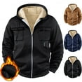 thumbnail image 1 of Homeyce Sherpa Hoodies for Men Full Zip Up Fleece Lined Heavyweight Thick Coat Windproof Long Sleeve Sweatshirts with Pockets Fuzzy Winter Warm Fleece Outwear with Hooed,Black XL, 1 of 5