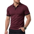 thumbnail image 1 of Homeyce Short Sleeve Polo Shirts for Men Contrast Collared Button Polo Shirts Fashionable Business Athletic Casual Polo Sweater Solid Color Short Sleeve Golf Shirt,Red M, 1 of 5