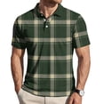 thumbnail image 1 of Homeyce Short Sleeve Polo Shirts for Men Contrast Collared Button Shirts Business Casual Work Office Lightweight Polo Sweatshirt Plaid Short Sleeve Golf Shirts,Green L, 1 of 5